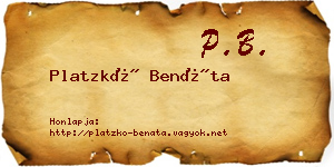 Platzkó Benáta névjegykártya